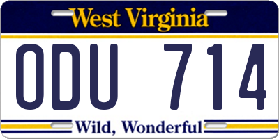 WV license plate ODU714