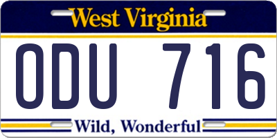 WV license plate ODU716