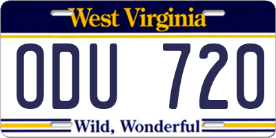 WV license plate ODU720