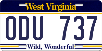 WV license plate ODU737