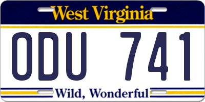 WV license plate ODU741