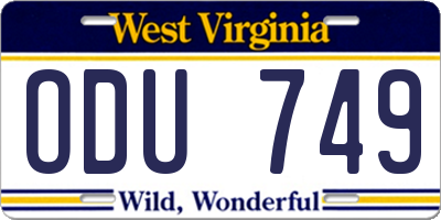 WV license plate ODU749