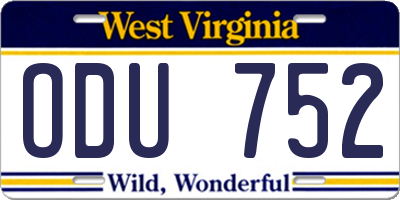 WV license plate ODU752
