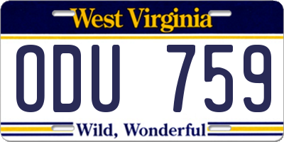 WV license plate ODU759