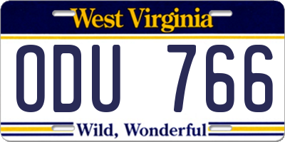 WV license plate ODU766
