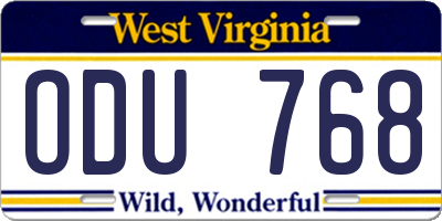 WV license plate ODU768