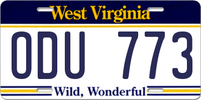 WV license plate ODU773