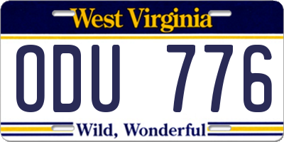 WV license plate ODU776