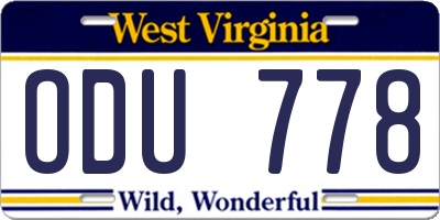 WV license plate ODU778