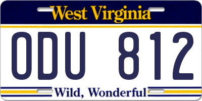 WV license plate ODU812