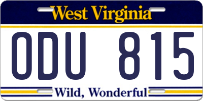 WV license plate ODU815