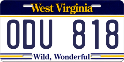 WV license plate ODU818