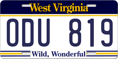 WV license plate ODU819