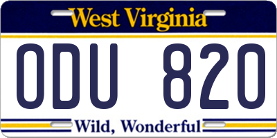 WV license plate ODU820