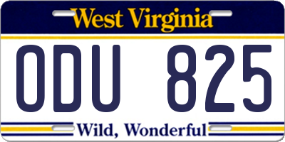 WV license plate ODU825