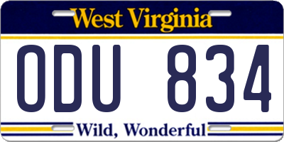 WV license plate ODU834