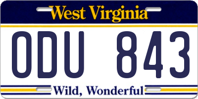 WV license plate ODU843