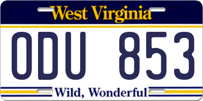 WV license plate ODU853
