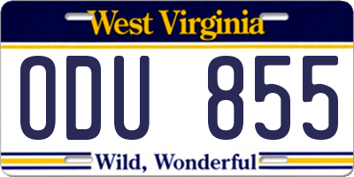 WV license plate ODU855