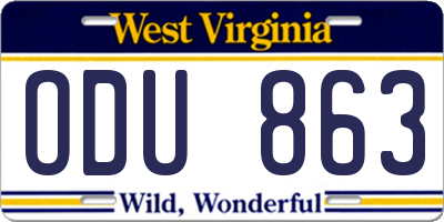 WV license plate ODU863