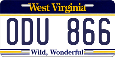 WV license plate ODU866