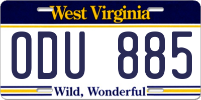 WV license plate ODU885