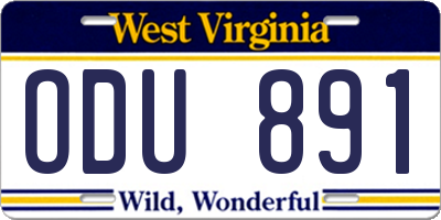 WV license plate ODU891