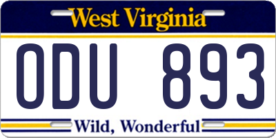 WV license plate ODU893