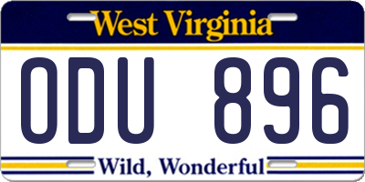 WV license plate ODU896