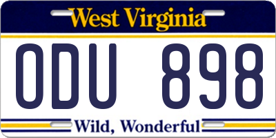 WV license plate ODU898