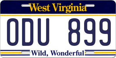 WV license plate ODU899