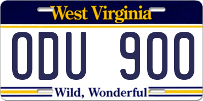 WV license plate ODU900