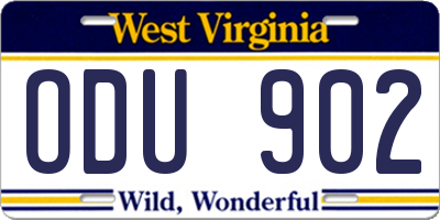 WV license plate ODU902