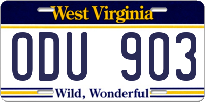 WV license plate ODU903