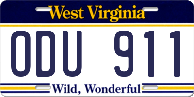 WV license plate ODU911