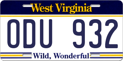WV license plate ODU932