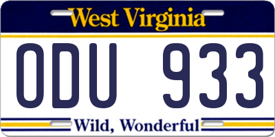 WV license plate ODU933