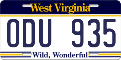 WV license plate ODU935