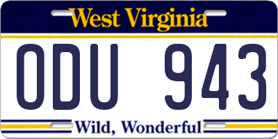 WV license plate ODU943