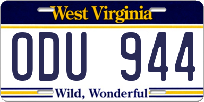 WV license plate ODU944