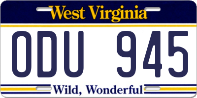 WV license plate ODU945