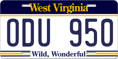 WV license plate ODU950
