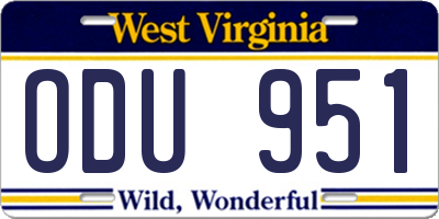 WV license plate ODU951