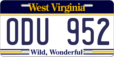 WV license plate ODU952
