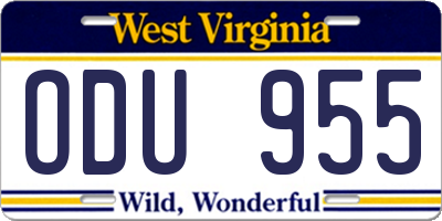 WV license plate ODU955