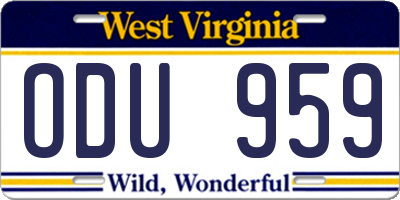 WV license plate ODU959