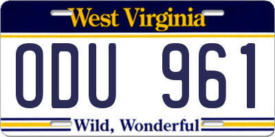 WV license plate ODU961