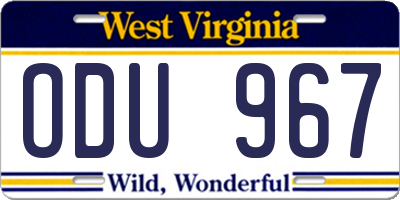 WV license plate ODU967