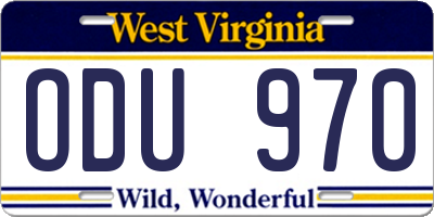 WV license plate ODU970