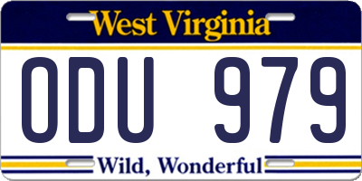WV license plate ODU979